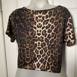 Leopard Cheetah Animal Print Crop Short Sleeve Top Stretch 2XL XL Brown Size 1X Photo 4
