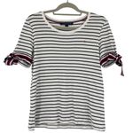Tommy Hilfiger Stripe Short Sleeve Womens Top Sz L Tie Sleeve Nautical Patriotic Photo 10