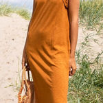 Free People NWT  Beach Destination Midi Dress Burnt Orange‎ Cocoa Size Small Photo 0