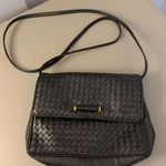 Vintage Ganson Y2K 90s Charcoal Woven Leather Handbag Crossbody Dark Gray Black Photo 0