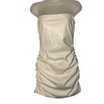 Amanda Uprichard Palma faux Leather Mini Dress Cream White NWOT ruched Bodycon Photo 1