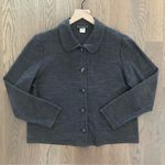 Vintage Bouley Wool Knit Cropped Long Sleeve Button Front Cardi Grey Medium Gray Photo 0