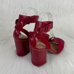 Bamboo  Red Milestone Croc Accent Ankle Strap Chunky Block Heel Sandals Sz 7 Photo 7