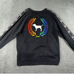 Victorias Secret Pink Sweatshirt Women XS‎ Oversized Graphic Fleece Rainbow Dog Gray Photo 0