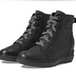 Sorel Evie ll NW lace up wedge booties black women’s size 12 leather canvas new! Photo 1