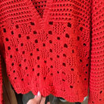 H&M  sweater crochet pointelle knit cotton long sleeve top scalloped collar Photo 3