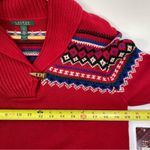 Ralph Lauren Nordic Sweater XL Red Blue NWT V Neck Cotton Long Sleeve NEW Photo 5