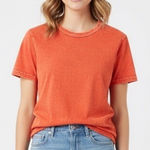 American Giant Orange Acid Wash Cotton T Shirt Made USA Size Medium Photo 0