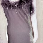 Vintage metallic jump midi body con dress with feathers and Shaw / belt scarf md Black Size M Photo 3