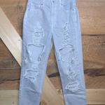 American Eagle Gray Distressed Ripped Denim Pants Mom Jeans size 8 Regular Photo 0