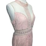 Soiéblu Soieblu Maxi Dress Womens L Pink Lace Front Slit Sheer Panel Feminine Romantic Photo 4