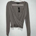 Lulus  Positive Thinking Black and White Striped Long Sleeve Top Small New Photo 2