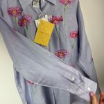 Quacker Factory NWT Womens Floral Embroidered Button Top Sz Medium 100% Ramie Photo 7