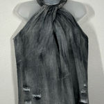 Mazik Distressed Chambray Halter Top Size Medium Gray Photo 0