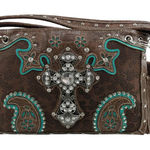 Cross Brown Turquoise Western Women's Handbag Purse Photo 0