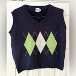 Princess Polly  Argyle V-Neck Sweater Vest - Navy and Green Size M/L EUC‎ Photo 2