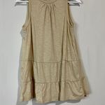 Women’s Crewneck Tiered Ruffle Back Tie Tank Tan Size Small NWOT Photo 0