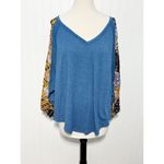 Beyove Women's V Neck Bohemian Loose Pullover Long Sleeve Top Navy Blue Size XL Blue Photo 9