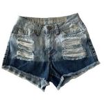 REWASH  Distressed Ripped Cut Off Denim Shorts Womens Sz 2 Blue‎ Festival Western Photo 0