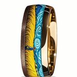 Van Gogh Starry Night & Wheat Field Art Ring Photo 2