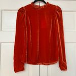 Ulla Johnson  Marlene Blouse Carnelian Autumn Velvet Mock Neck Top Size 4‎ NEW Photo 3
