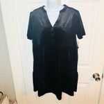 Modcloth  Levels Of Levity Tiered Velvet Babydoll Dress Shift Black S NWT Photo 3