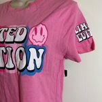 On Fire Light Pink Graphic Tee Limited Edition Sz L Cotton Whimsical Emojis Photo 3