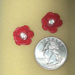 Red Floral Earrings with Crystal Center Photo 3