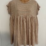 TALULAH Brown and White Striped Short Sleeve Top in S Photo 0