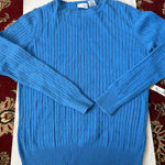 kim rogers  Women's Blue 100% Cotton Cable Knit Crew‎ Neck Sweater Small Photo 0