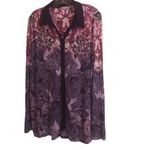 Soft Surroundings 345.  purple and pink paisley print button up long sleeve top s Photo 1