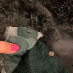 Penny Lane handpainted boho coat, mohair & leather mongolian fur shaggy collar,L Green Size L Photo 5
