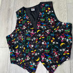 Disney vintage Mickey Unlimited vest all over‎ print black multi size 20w retro Photo 0