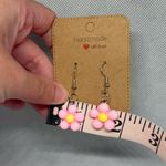 Handmade Pink and Yellow Flower Earrings Photo 3
