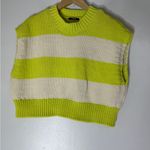Parfois Lime Green Cream Stripe Sleeveless Crop Sweater‎ Size Small Photo 1