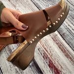 Thakoon Addition Leather Slingback Stud Detail Wood Clog Sandals​​​​ Brown Size 7.5 Photo 4
