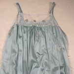 Vintage Baby Blue Satin Lace Trim Nightgown Maxi Dress L Floral‎ Embroidered Size L Photo 2