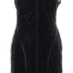 Bebe  Black Lace Overlay Satin Bandage Corset Romantic Party Dress Size Large L Photo 0