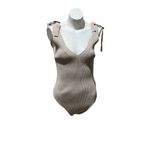 Wishlist Women's Beige Ribbed Sleeveless Bodysuit Size L Photo 4
