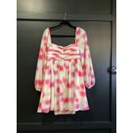 Revolve Amur marlowe long sleeve mini babydoll dress ivory pink watercolor 8 NWT White Photo 1