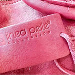 Linea Pelle Collection Dark Red Leather Crossbody Duffel Bag Purse Zip Top Bag Red Photo 1