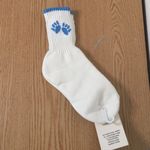 New 1 Pair of Womens Paw Print Ankle Socks White Blue Size 8.5 Photo 3
