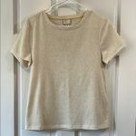 Anthropologie Postage Stamp Creme Textured Top w/ Gold Glitter Thread - Sz Small Photo 0