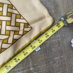 70s Vintage Scarf Italian Silk Wool Reversible Basketweave Print Cream Brown Photo 10