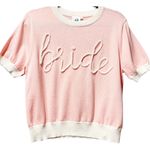 Queen of Sparkles Bride Glitter Script Bubblegum Pink Short Sleeve Sweater Small Photo 1