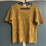 Newport News Newport News JEANOLOGY Crochet Overlay Sweater Short Sleeve Top Golden M/L Photo 1