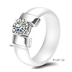 Boutique NEW Women’s 1Ct‎ Solitaire Diamond White Silver Ceramic Ring Size 5 Photo 7