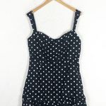 Privacy Please  Lily Mini Dress Size S Black Polka Dot Ruffle Sleeveless Linen Photo 3