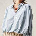 Free People NWT We The Free Newport Bubble Stripped Top, size Large Photo 0