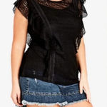 City Chic Dreamy Lace Frilled Top Black Photo 0